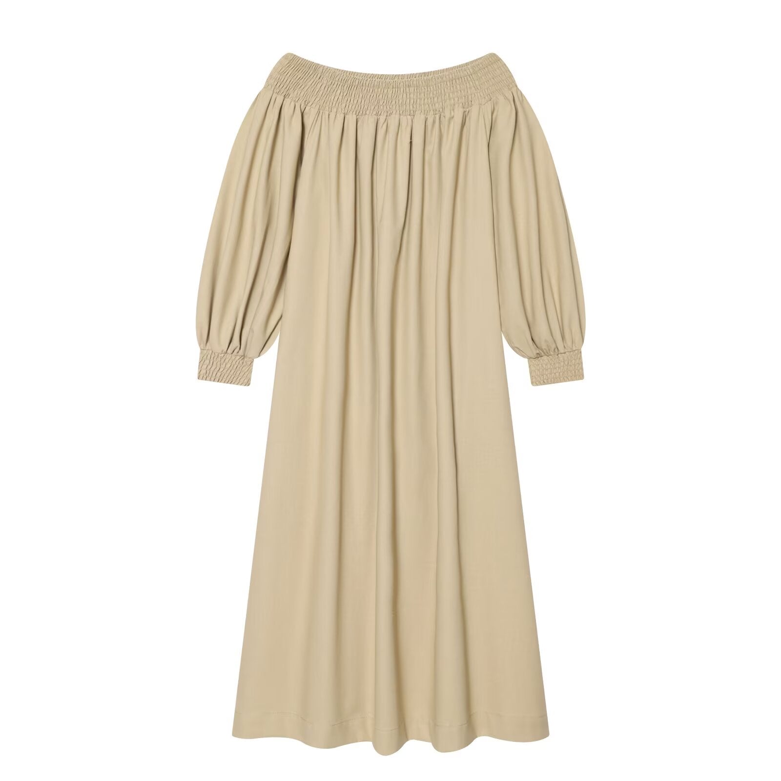 Women's off shoulder linen blended MIDI dress