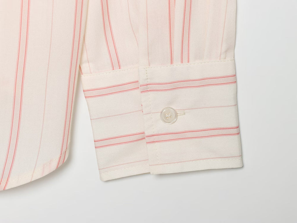 Women's lace up design loose striped shirt