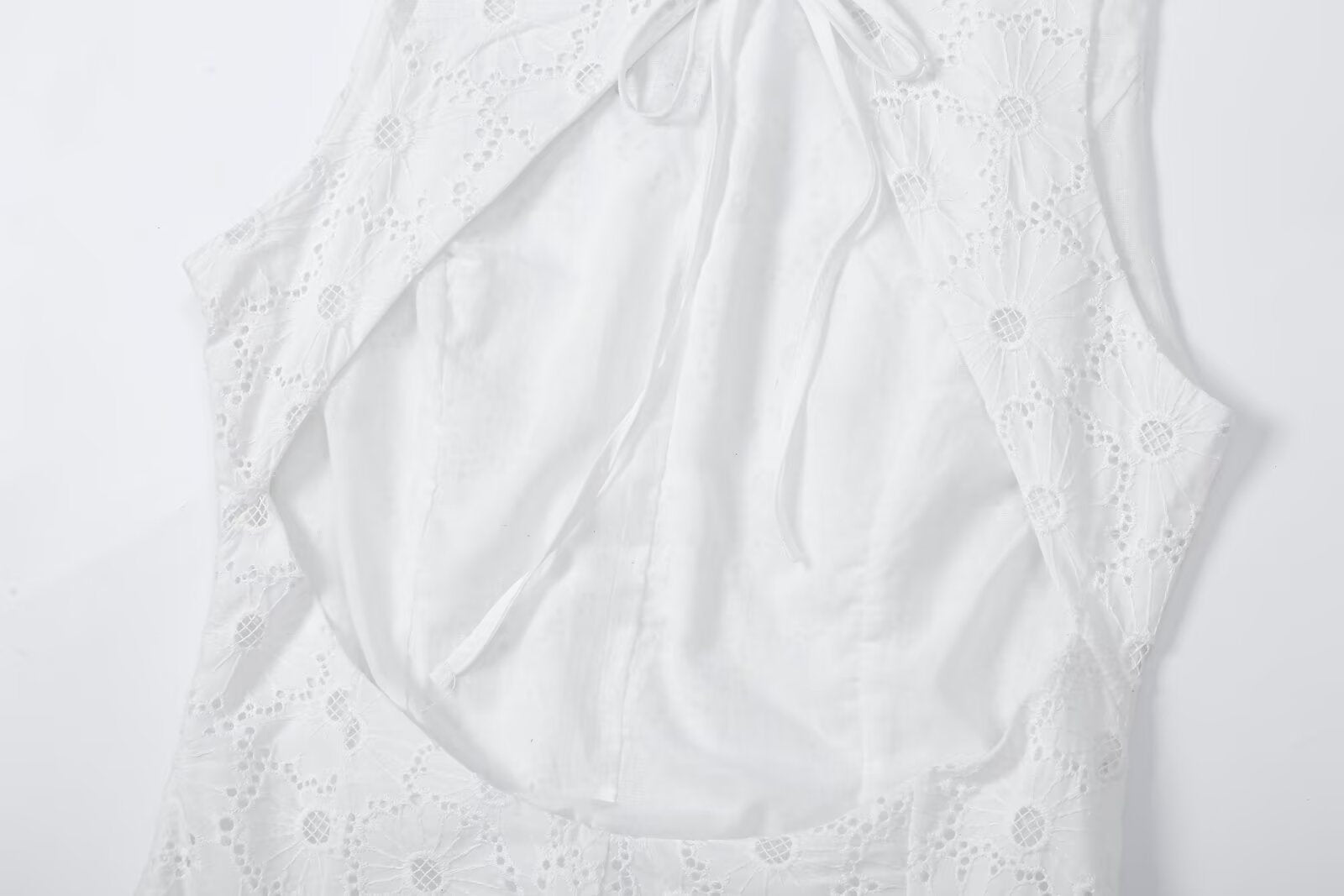 Women's hollow embroidery sleeveless MIDI dress