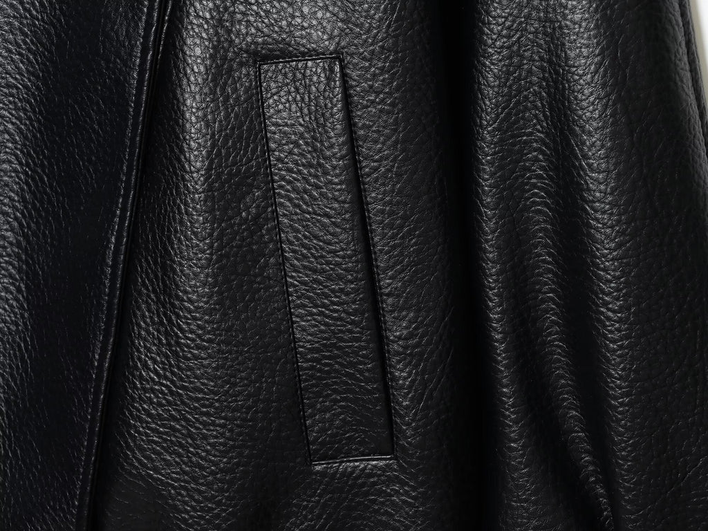 Women's new loose stand collar Faux Leather jacket Coat