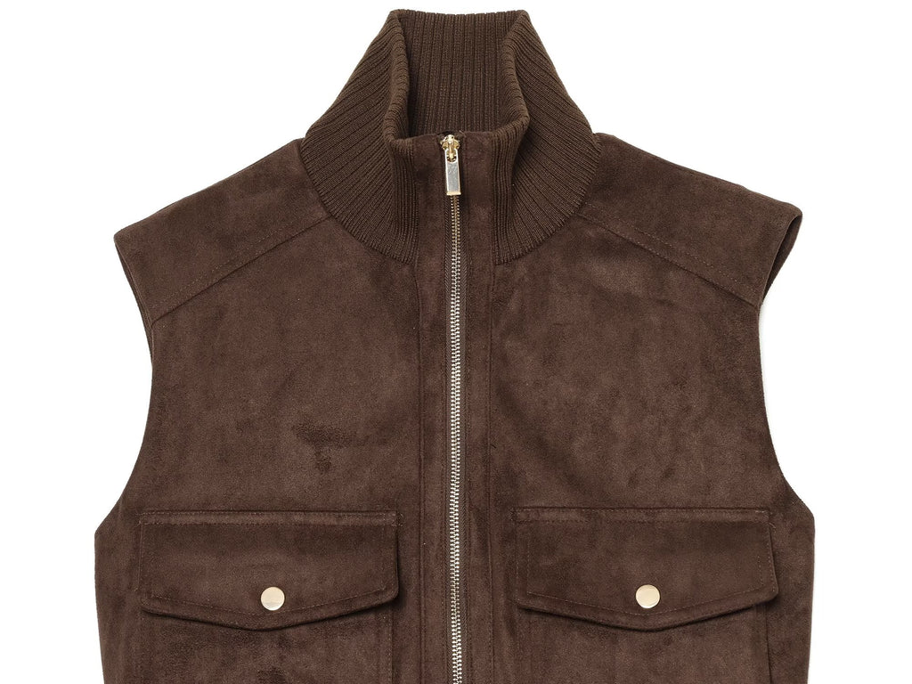 Women's sleeveless suede texture effect vest