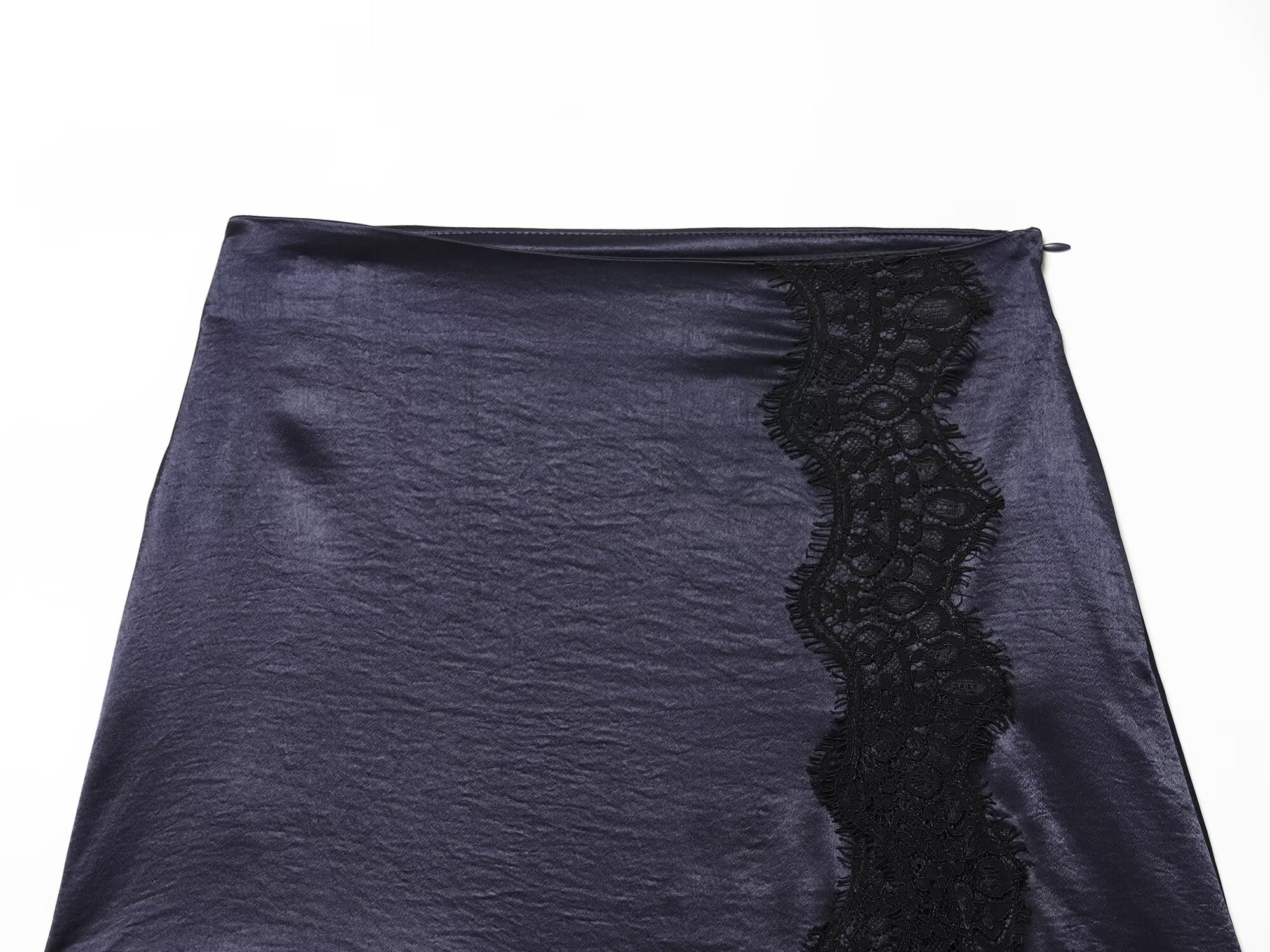 Women's satin textured patchwork lace mini skirt