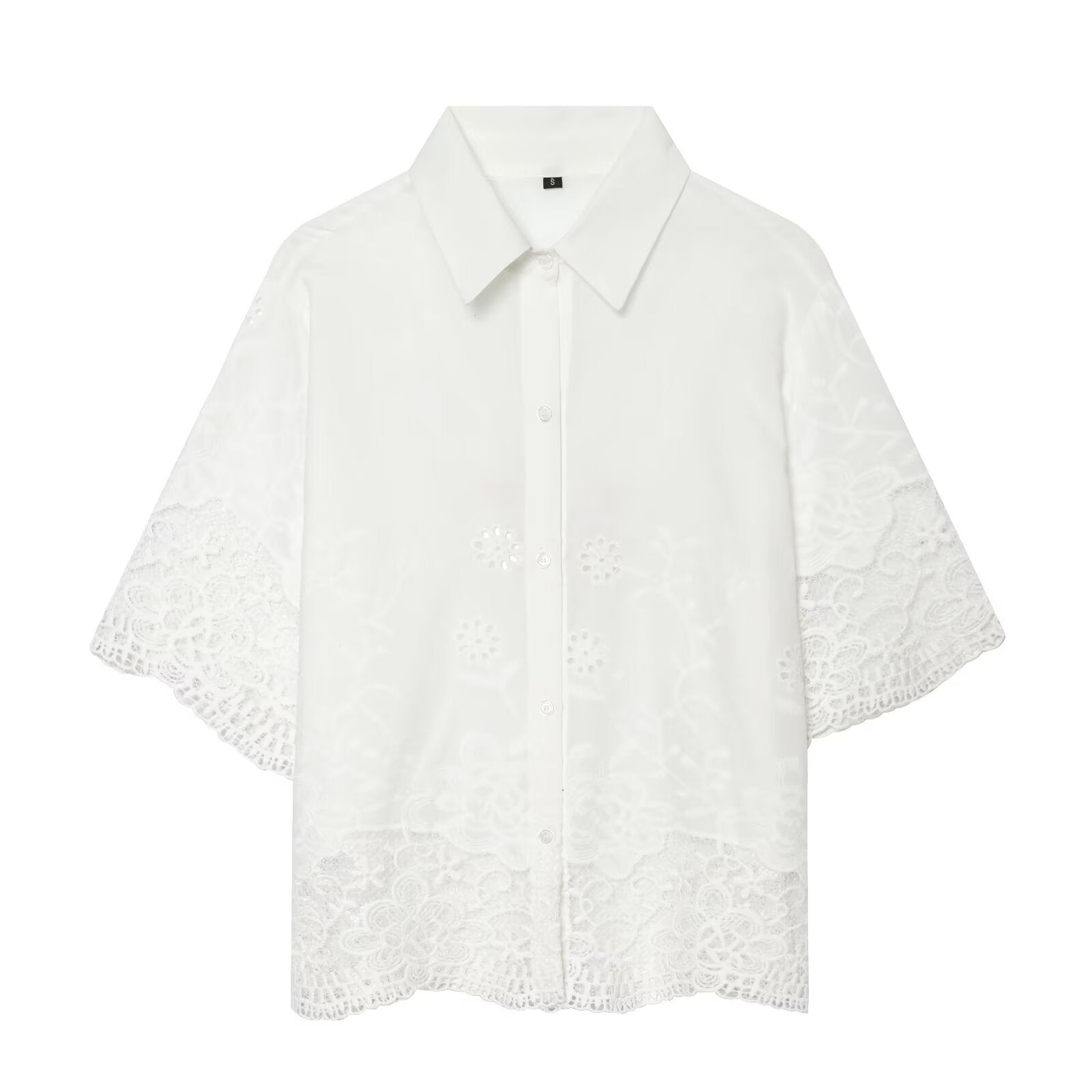 Women's casual hollowed out embroidered shirt
