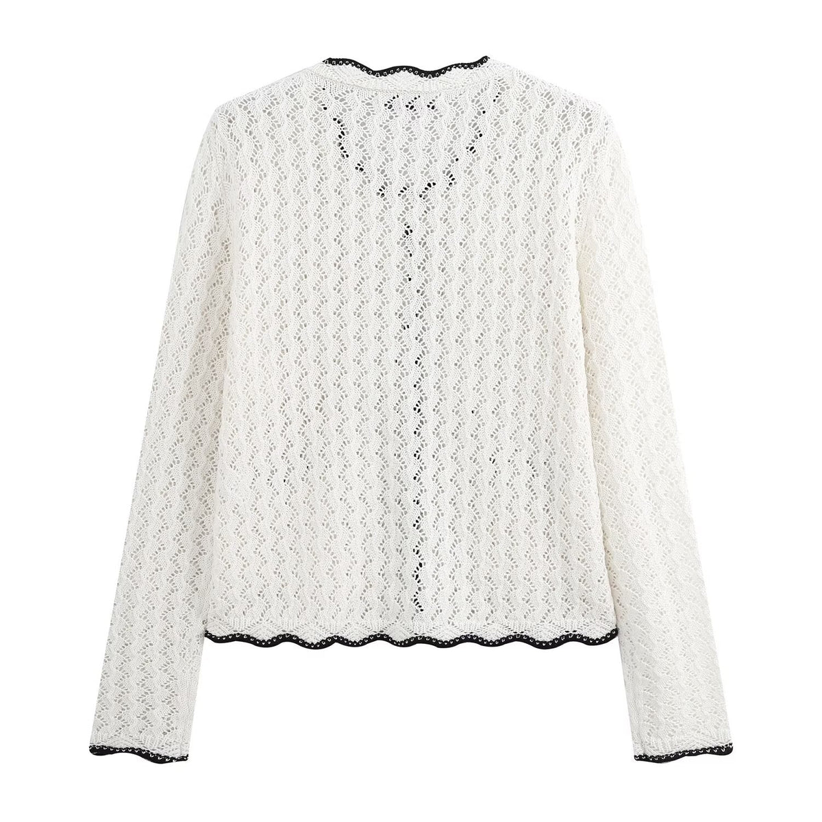Women's hollowed out jacquard knitted cardigan