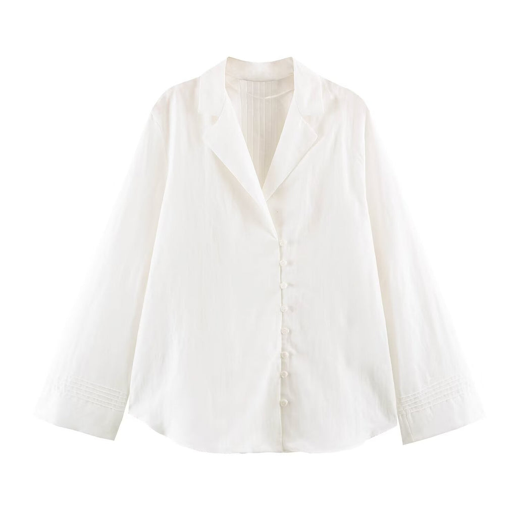 suit Women's 2 pieces button decoration casual shirt+lantern pants