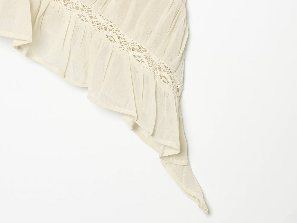 Women's pleated asymmetrical suspender top