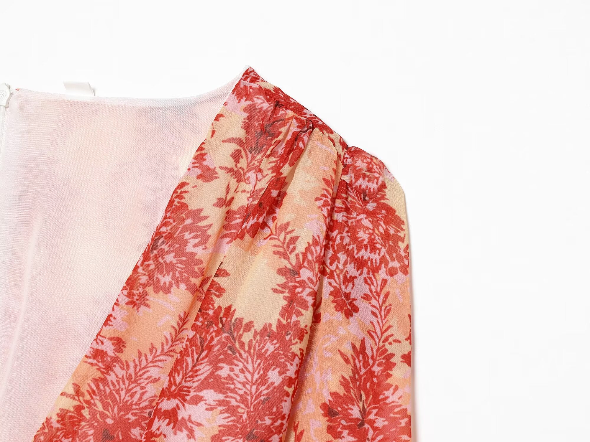 Women's V-neck printed ruffle mini dress