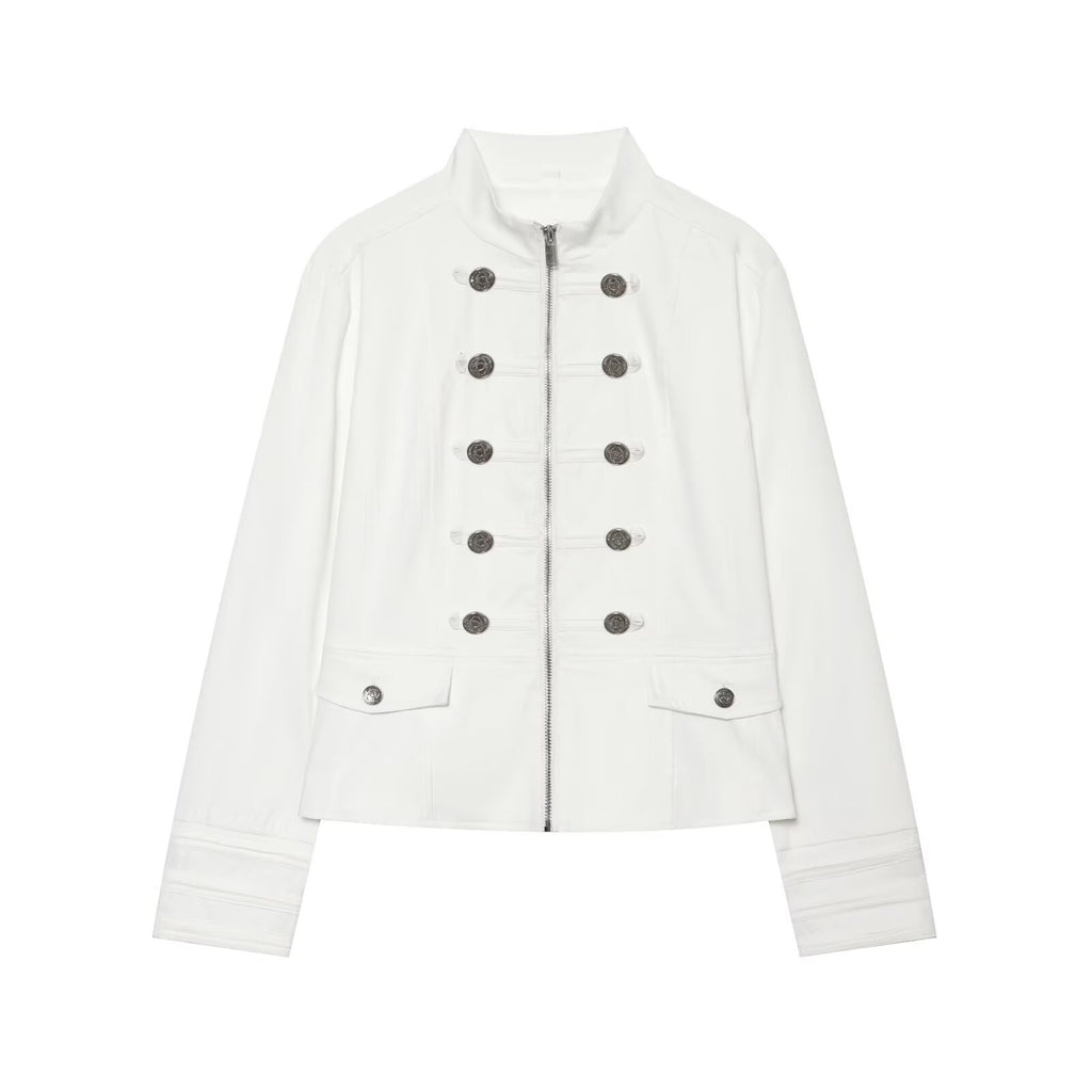 Women's standing collar breasted decorative Blazer Coat