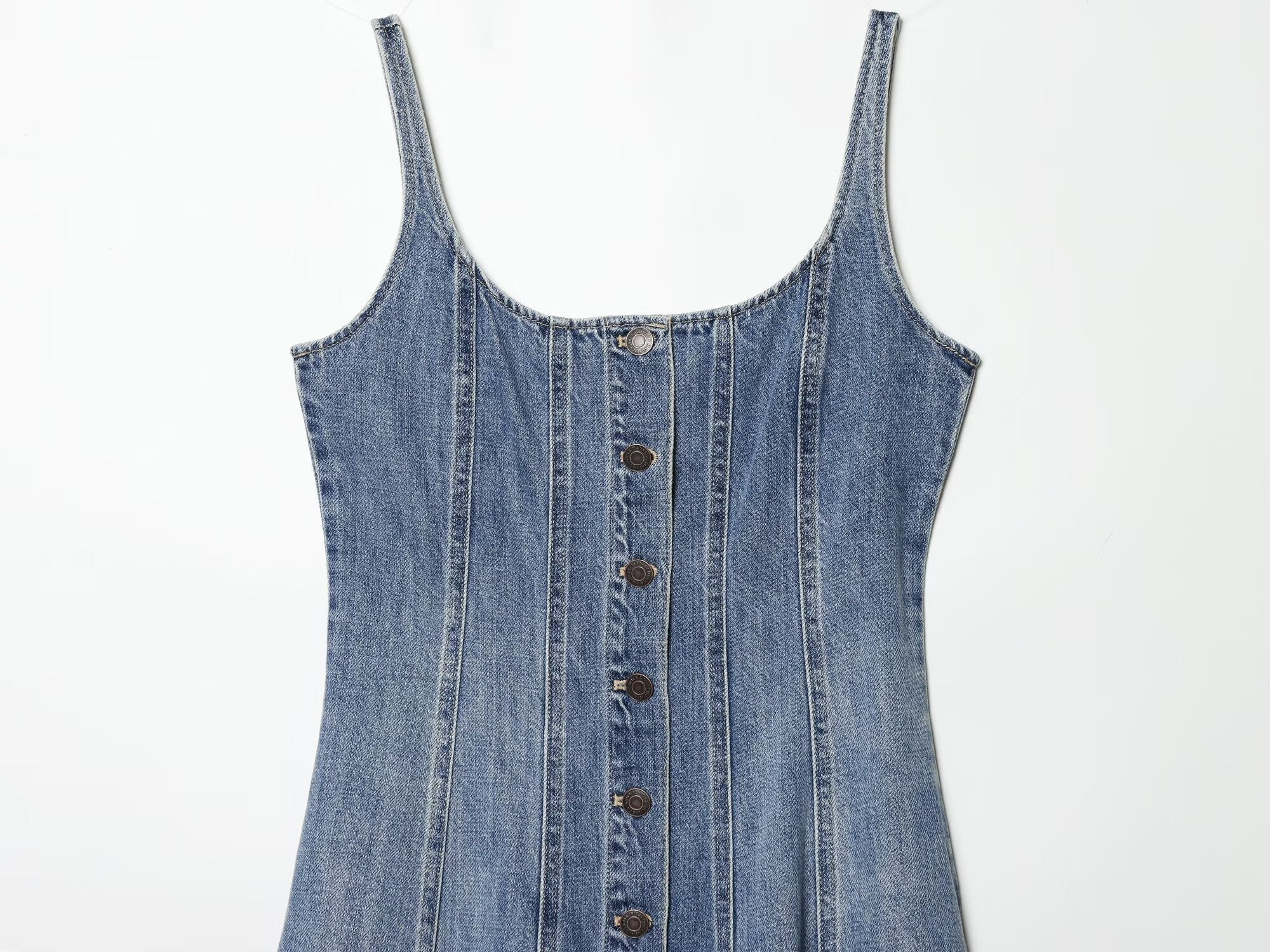 Women's retro buckle suspender denim dress