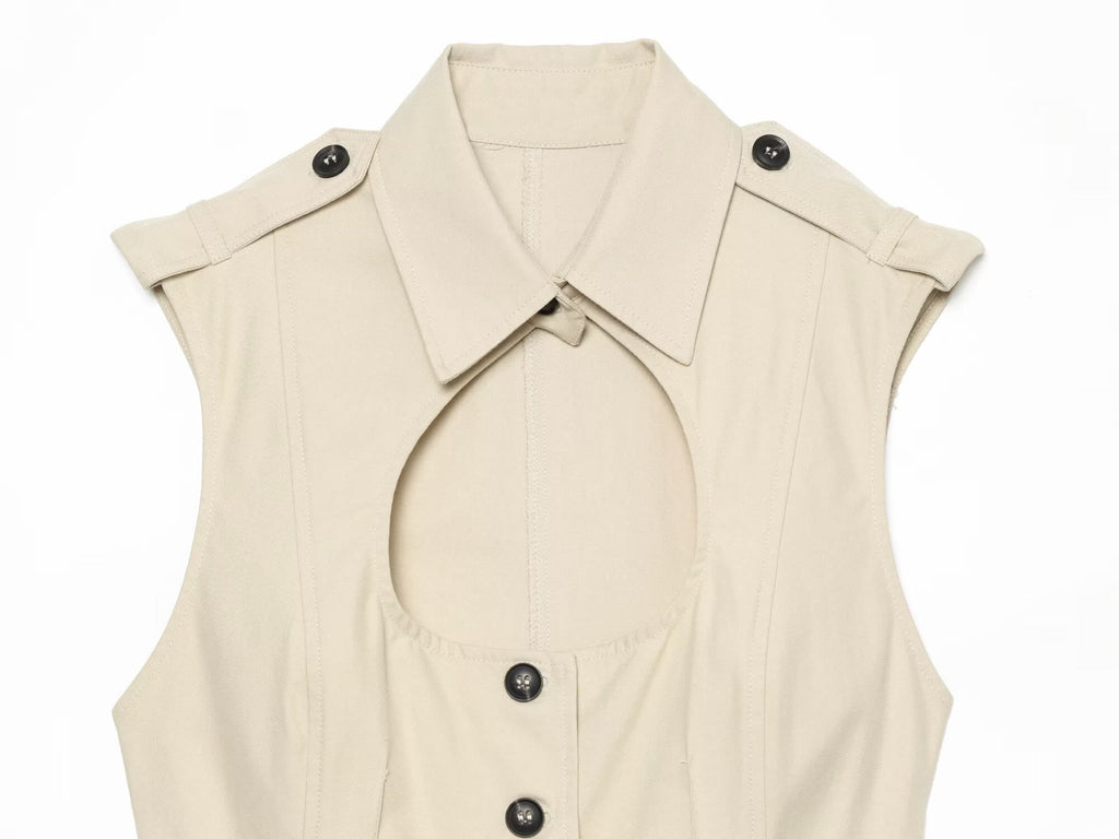 Women's open design windbreaker fabric top