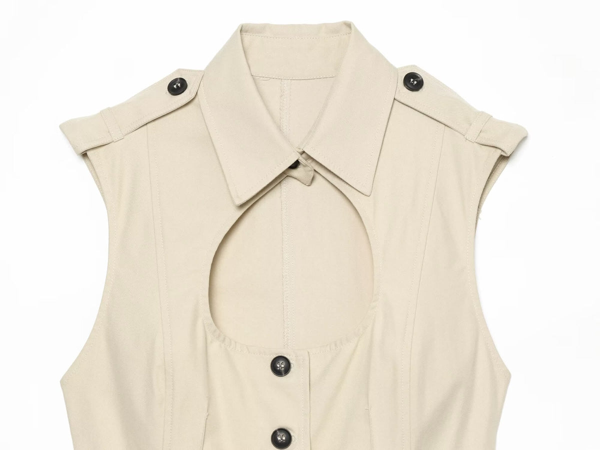 Women's open design windbreaker fabric top