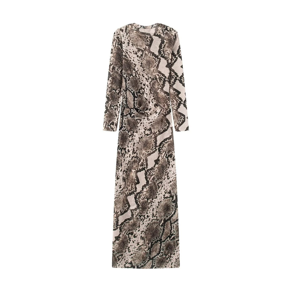 Women's animal print mesh Midi dress