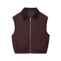 Women's new fashion corduroy collar design sleeveless zipper vest