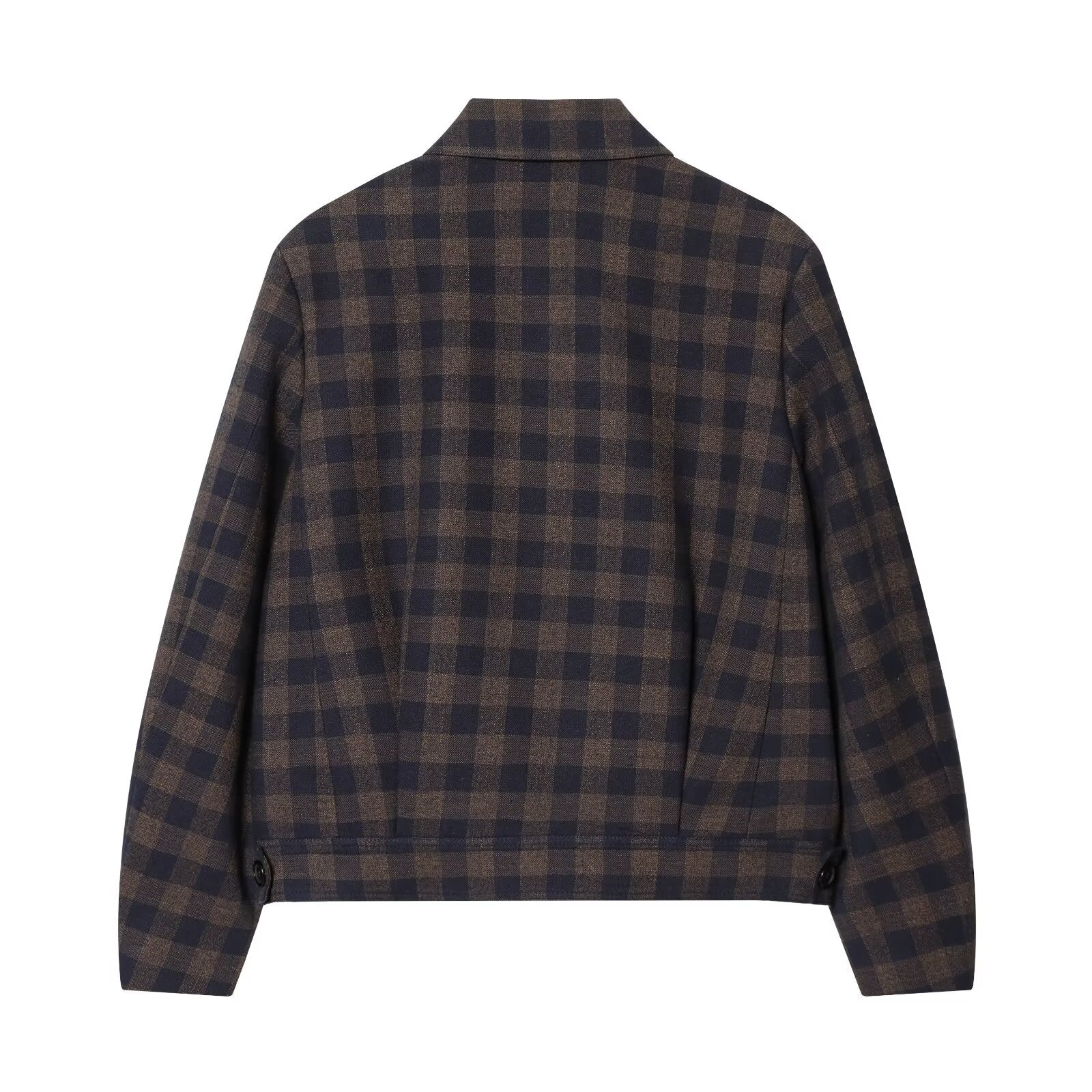 Women's casual double breasted plaid Coat