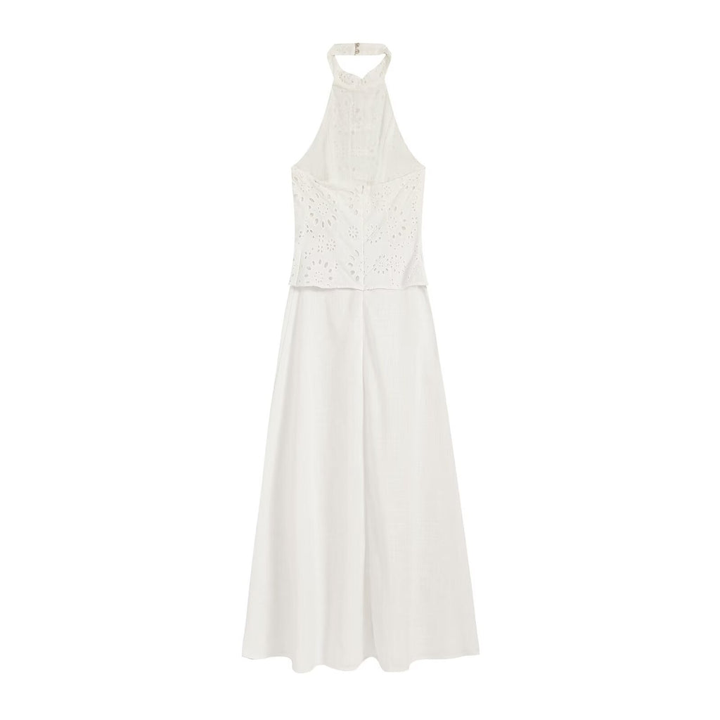 Women's hollowed out embroidered patchwork dress