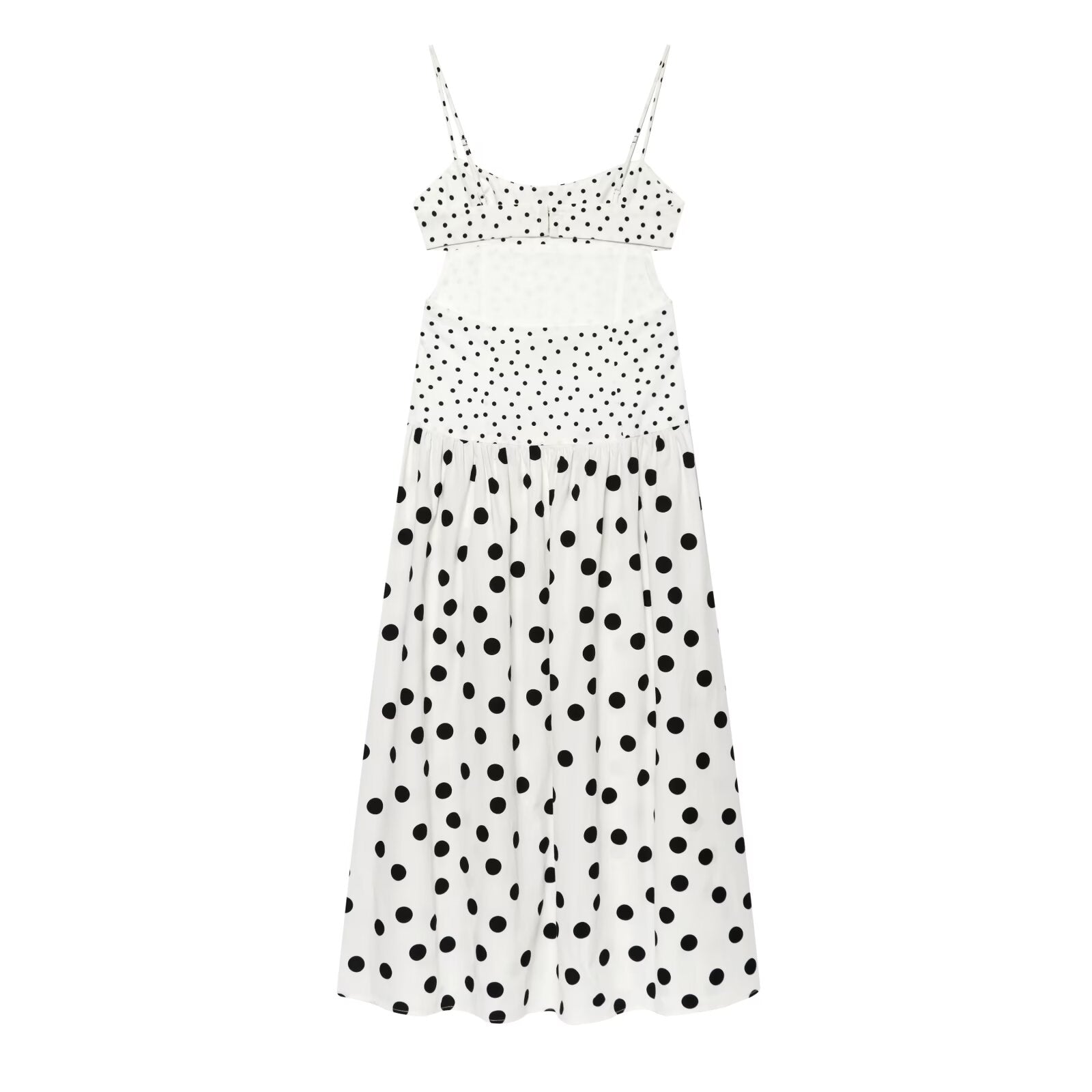 Women's polka dot suspender MIDI dress