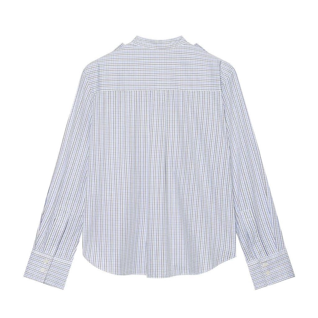 Women's with shoulder pads casual plaid shirt