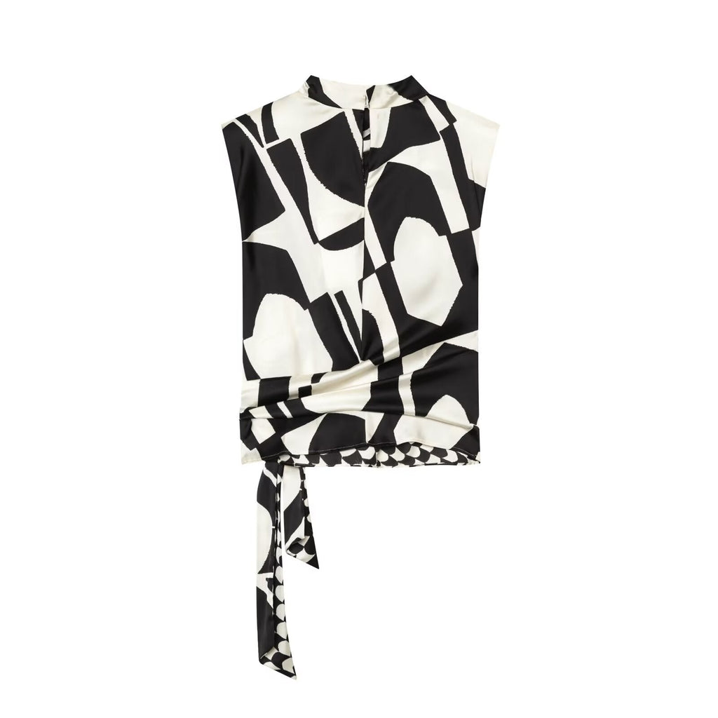 suit Women's 2 pieces geometric printed shoulder pad top+Pants