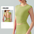 2026 women's new fixed chest pad sexy backless short sports T-shirt