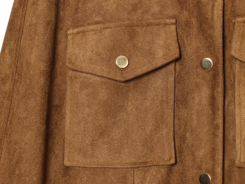Women's with belt suede texture jacket Coat