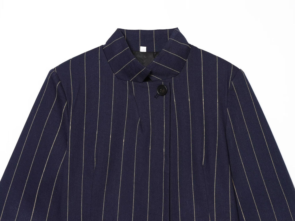 suit Women's 2 pieces linen blend striped jacket+Pants