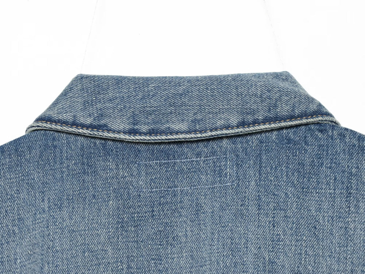 Women's short Lapel asymmetrical denim shirt