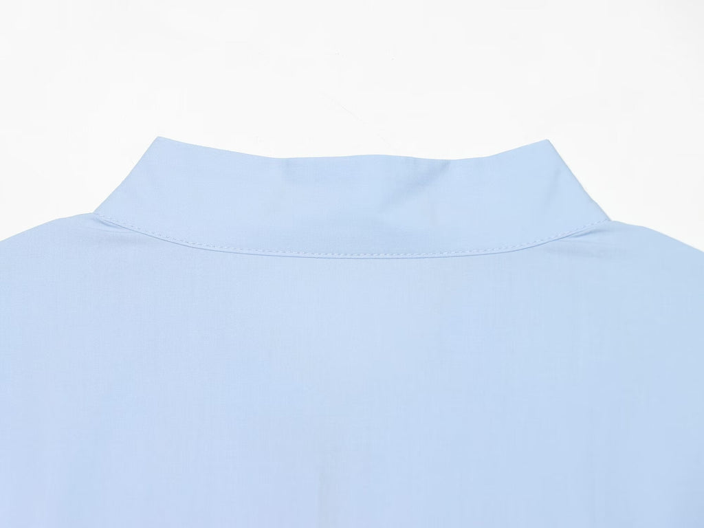 Women's rope knot decorative poplin shirt