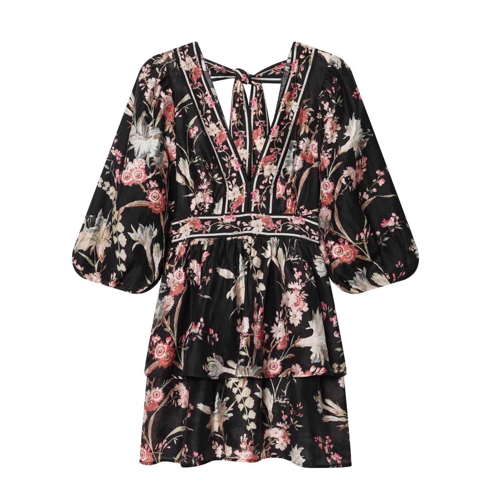 2026 Women's printed V-neck mini dress
