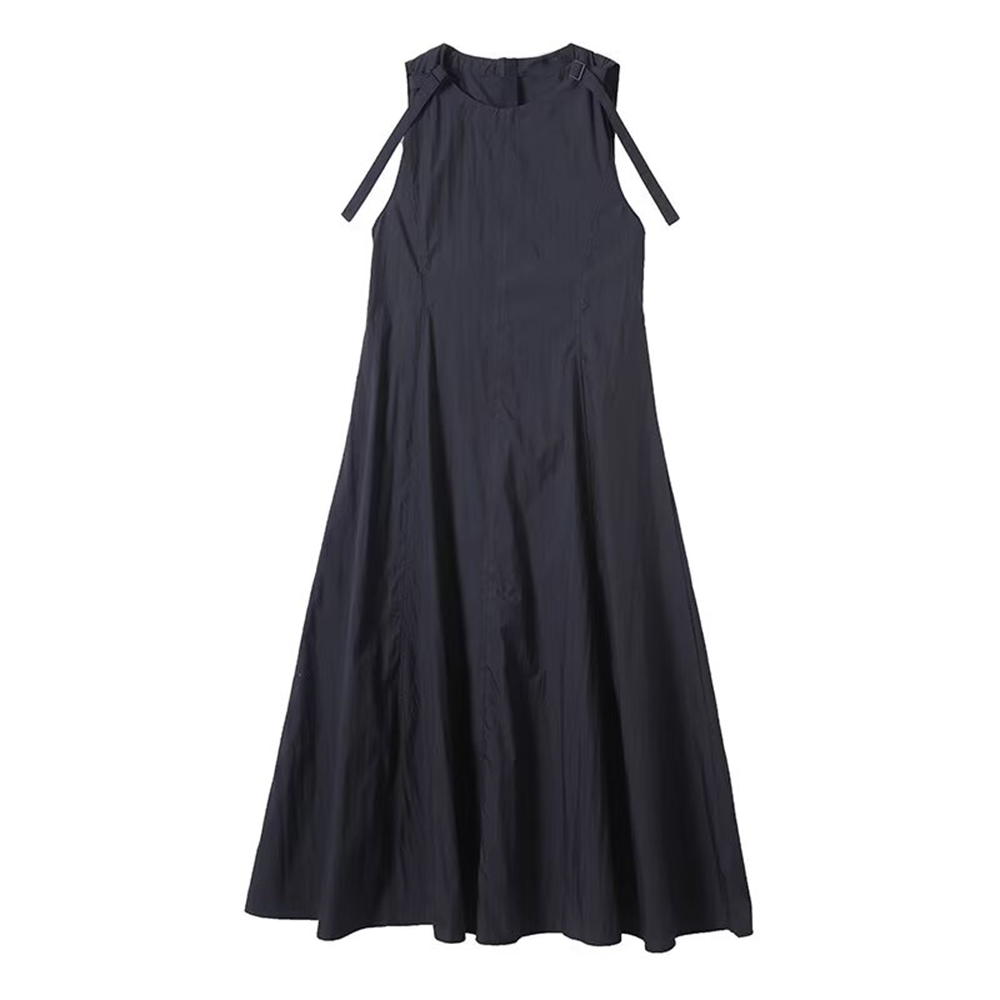 Women's adjustable shoulder strap draped MIDI dress