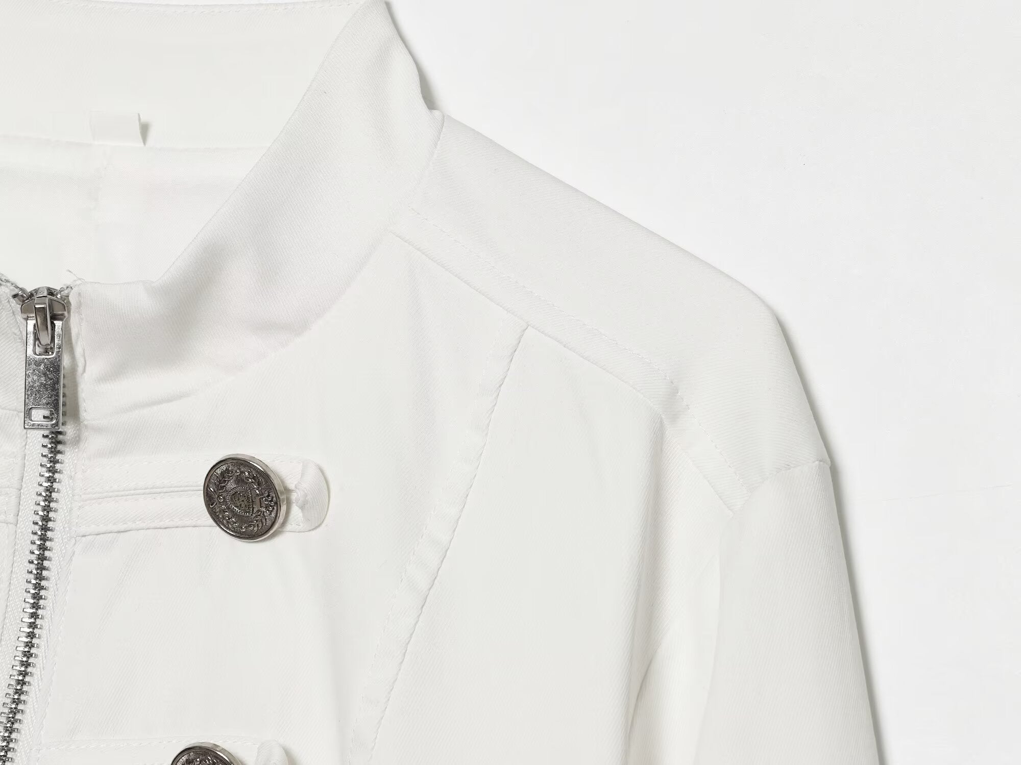 Women's standing collar breasted decorative Blazer Coat