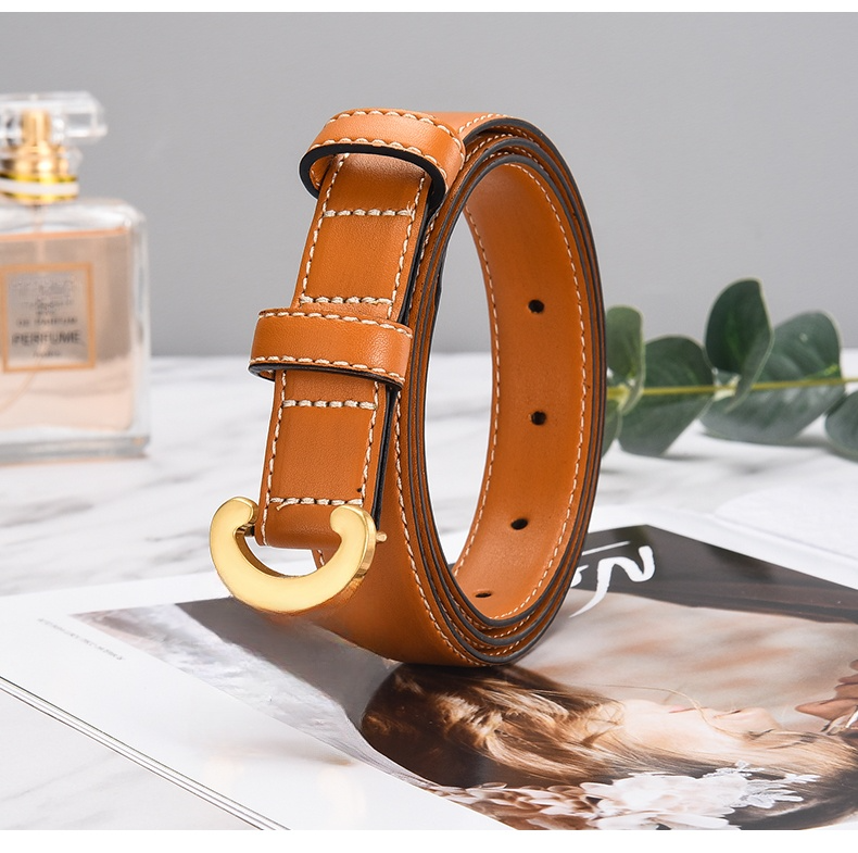 Women's New Casual Joker Multicolor Leather Vacuum Plating Vintage Bronze Buckle Buckle Belt.