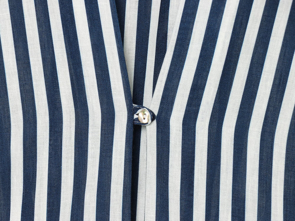 Women's bubble sleeve linen striped shirt