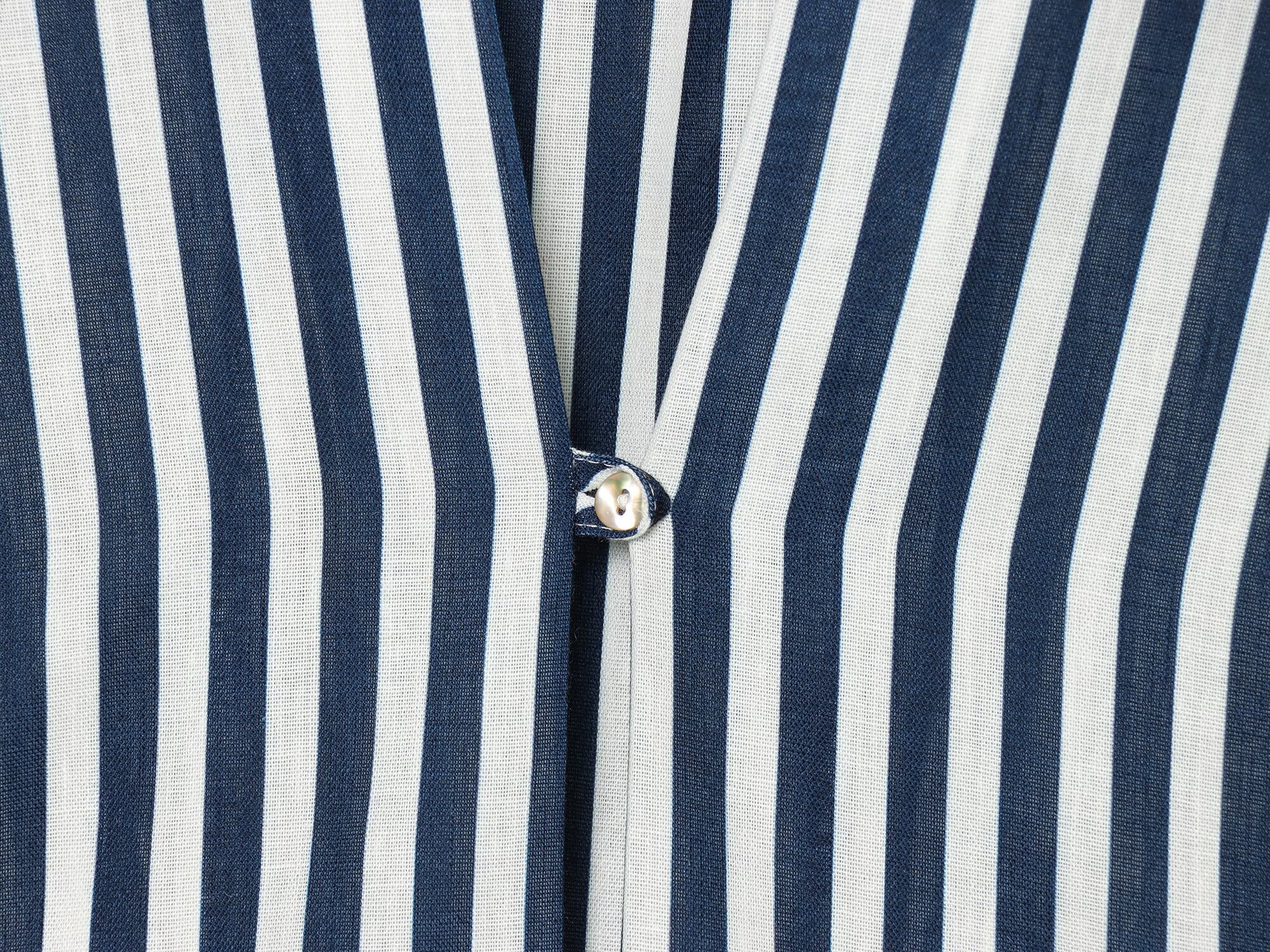 Women's bubble sleeve linen striped shirt