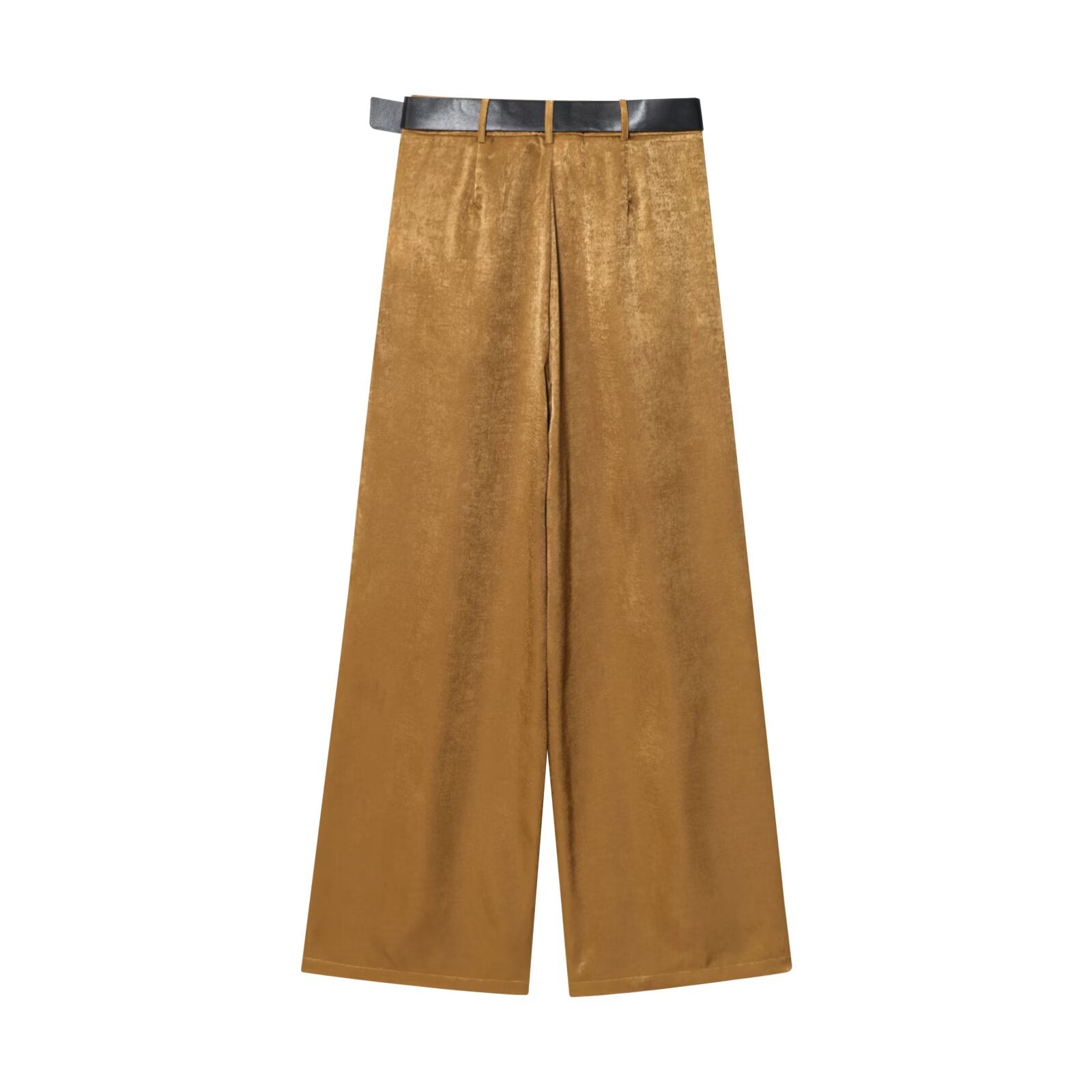 Women's with Belt loose satin textured wide leg pants