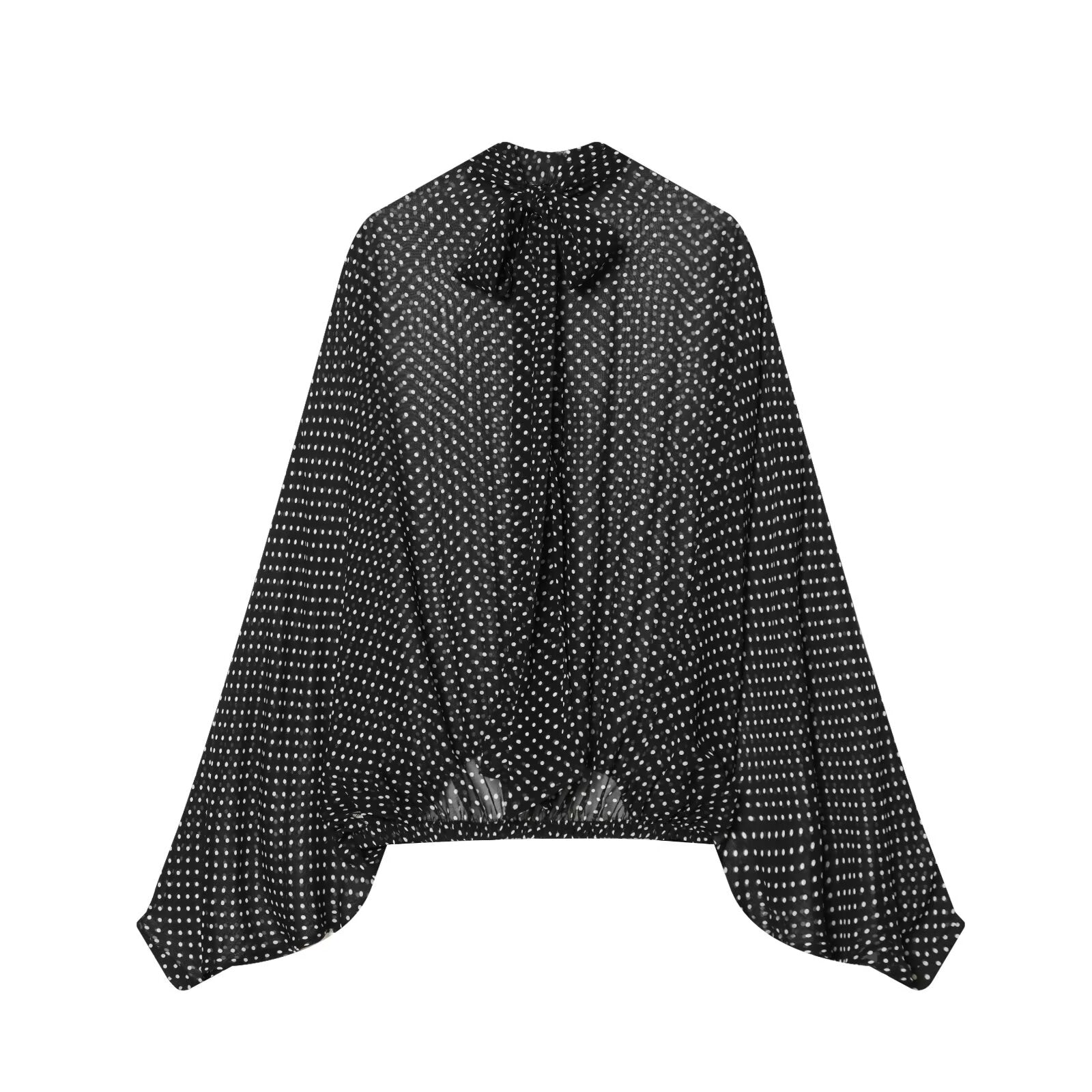 suit Women's 2 pieces bow decoration polka dot shirt+Skirts