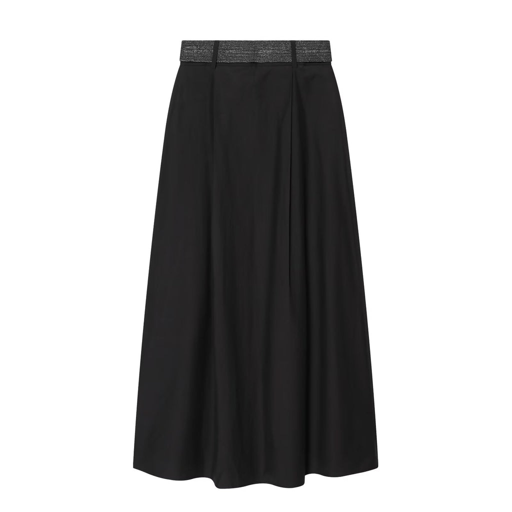 Women's With Belt High Waist Midi Skirt