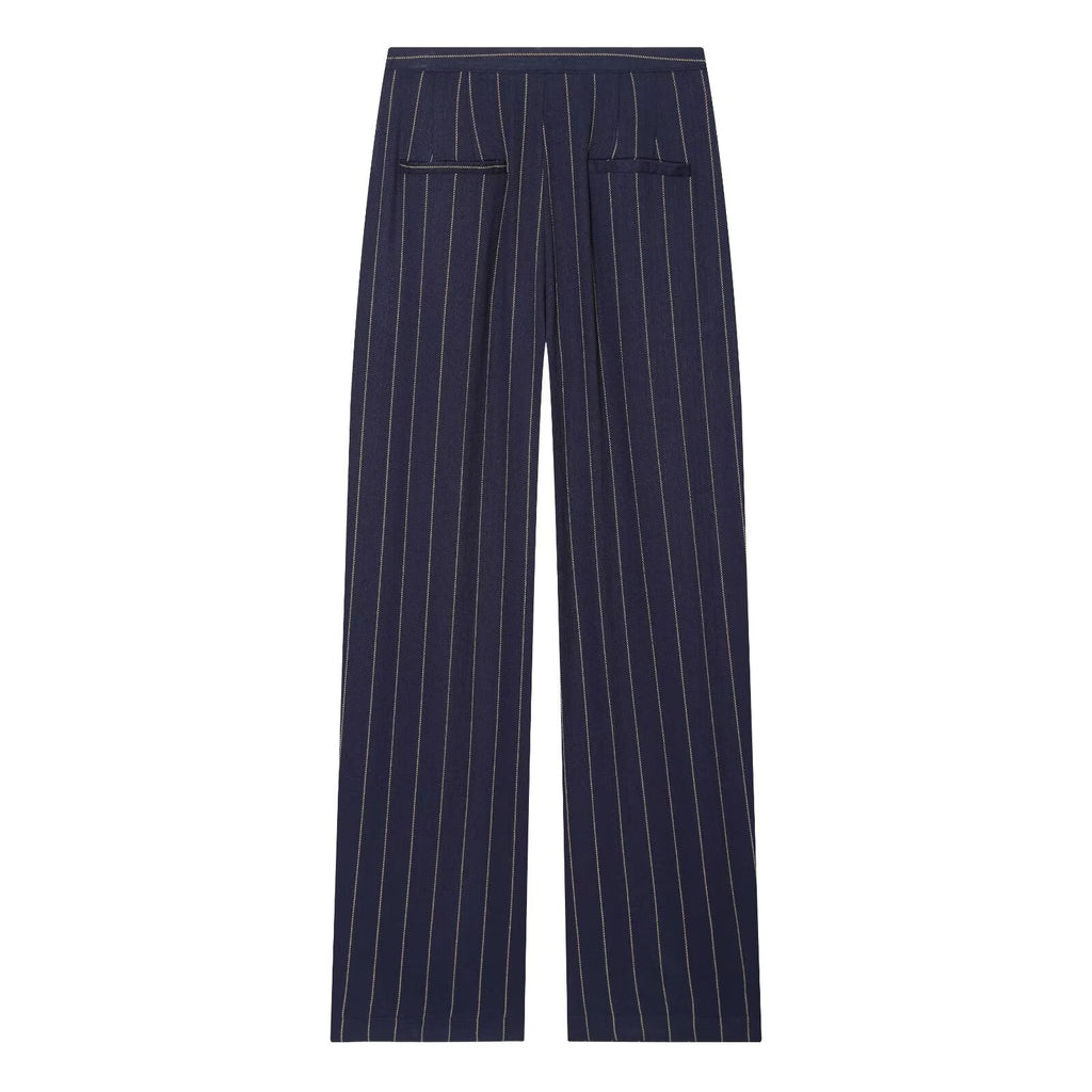 suit Women's 2 pieces linen blend striped jacket+Pants