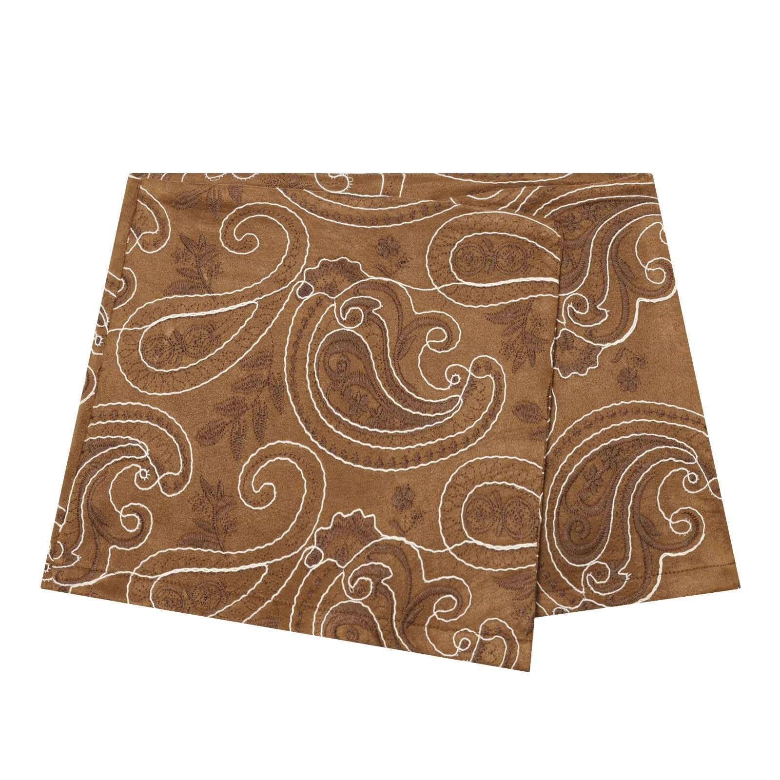 Women's imitates suede texture embroidery culottes