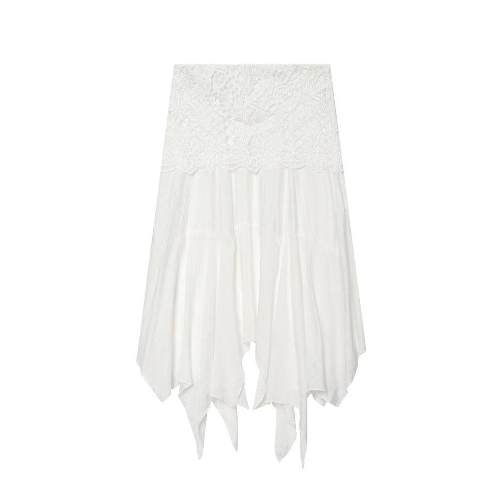 suit Women's 2 pieces embroidered asymmetrical MIDI skirt+top