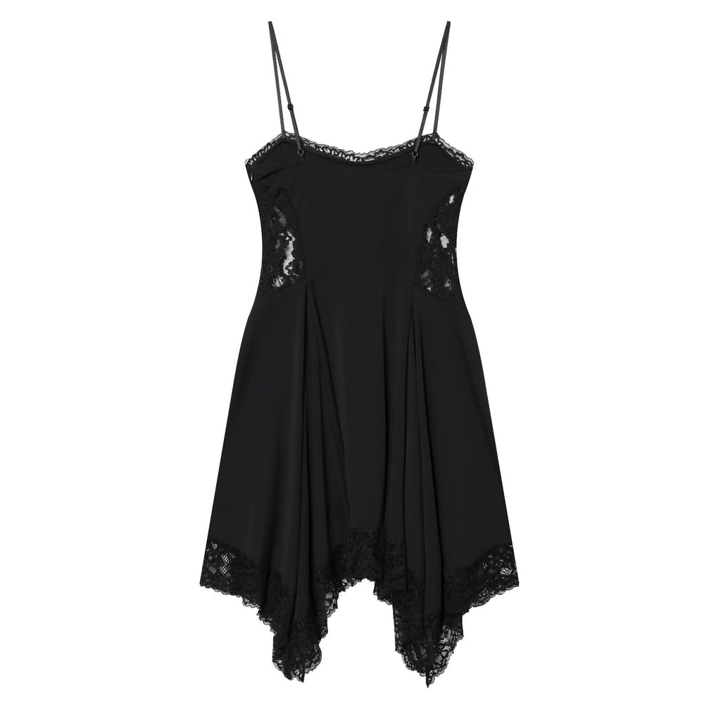 Women's slim lace suspender mini dress