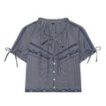 Women's bow decoration embroidered shirt