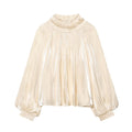 Women's casual shiny satin textured shirt