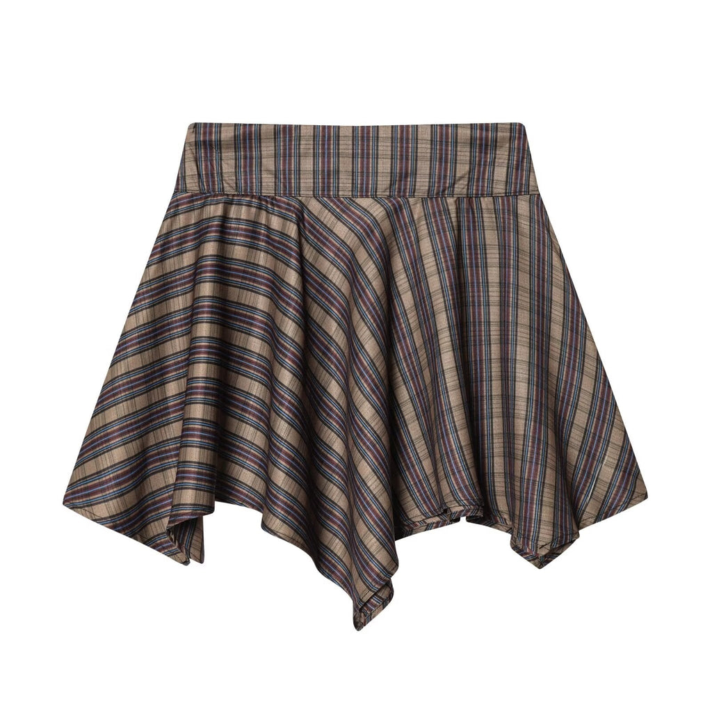 Women's straps decorative casual plaid mini skirt