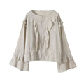 Women's new fashion ruffle edge decoration long sleeved zipper shirt