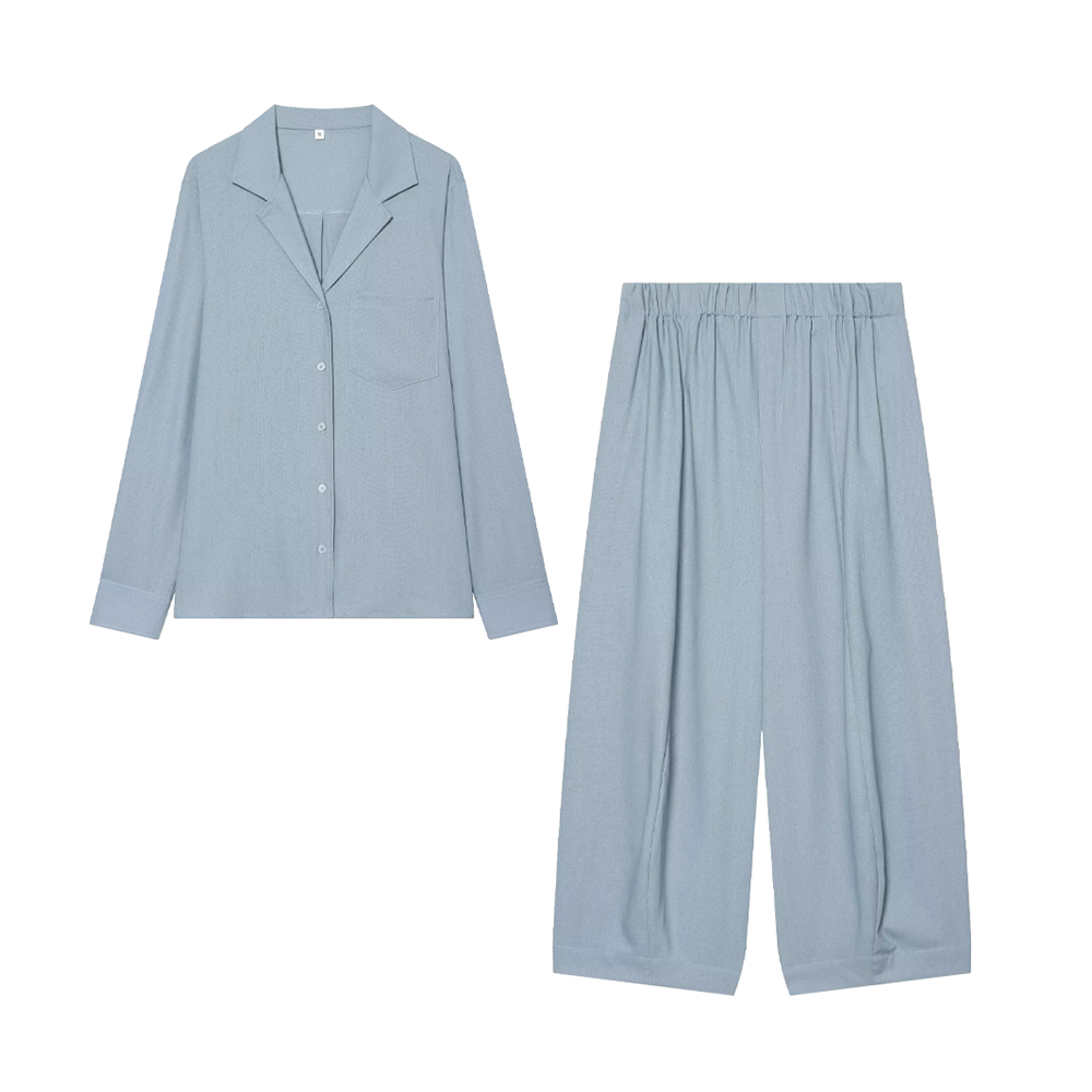 suit Women's 2 pieces pocket decoration linen blend shirt+Pants+ Shorts