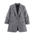 Women's new fashion pleated sleeve casual Button-up suit jacket