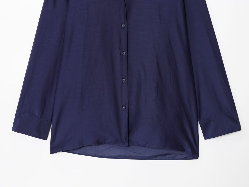 Women's new fashion loose single breasted silk shirt