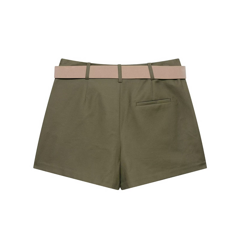 Women's with belt casual pleated culottes