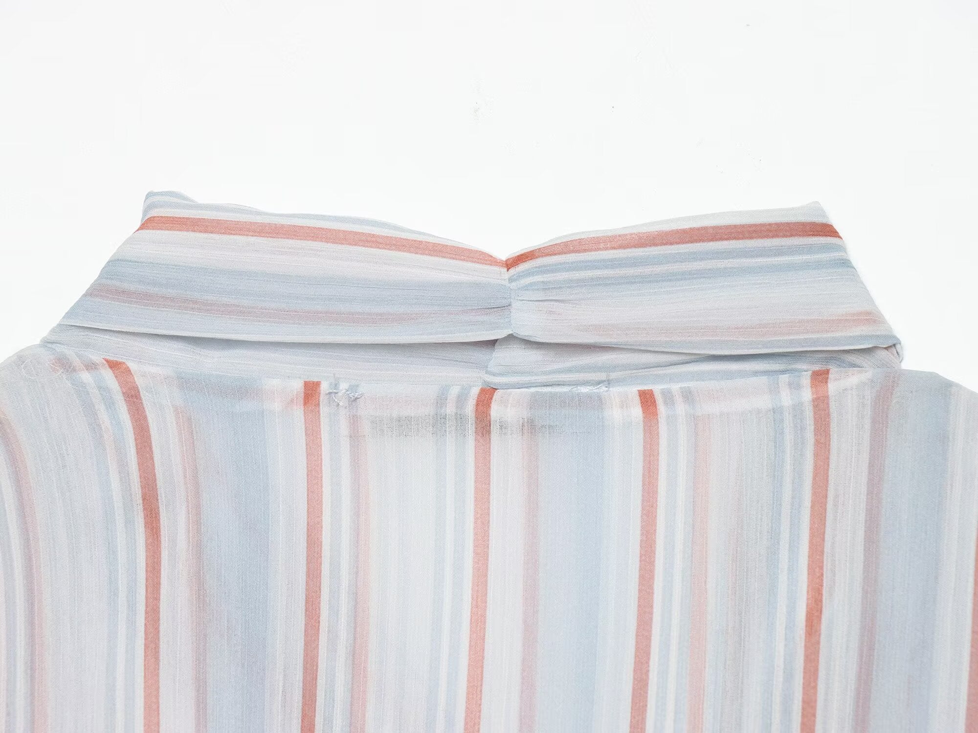 Women's striped ruffle edge ribbon top