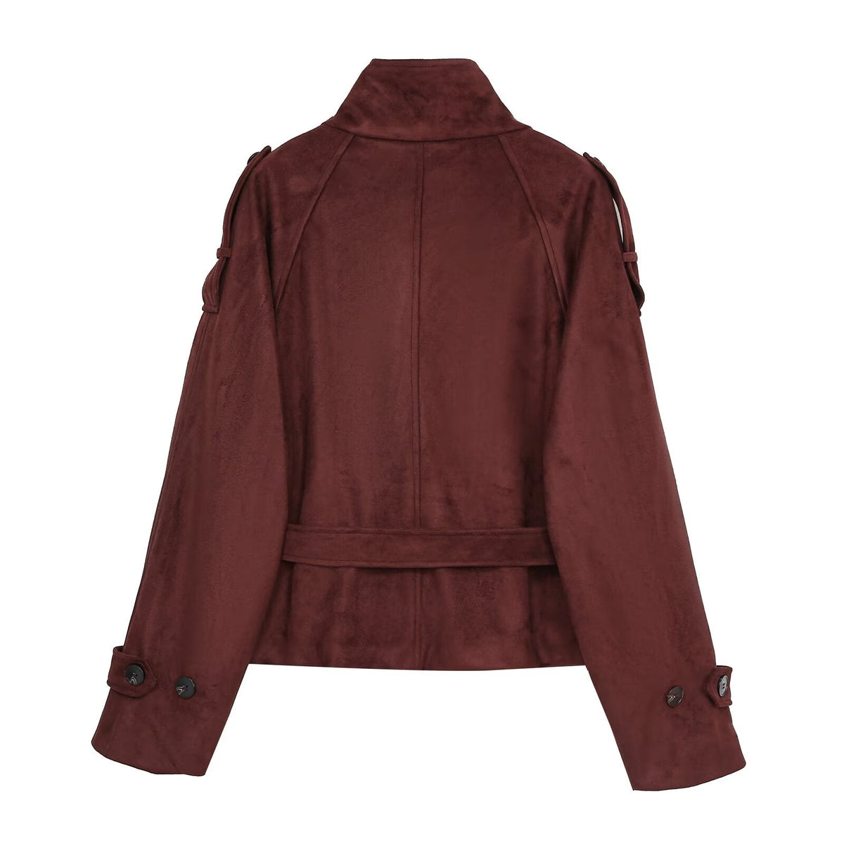 Women's with belt suede texture effect jacket Coat